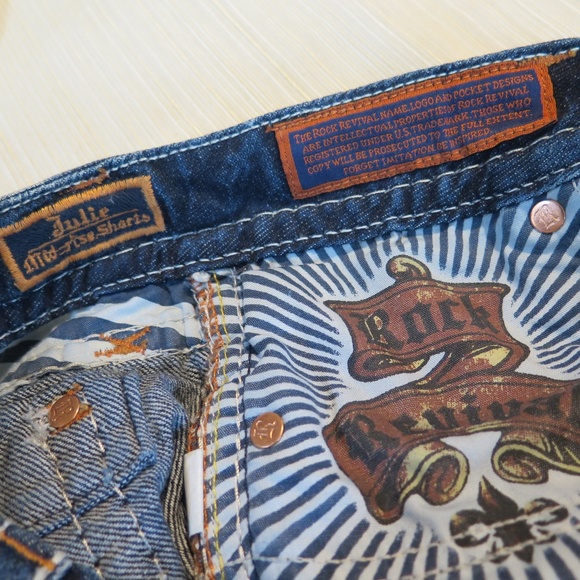 Rock Revival Julie Mid Rise Denim Shorts Sz 25 NWT - Picture 5 of 8